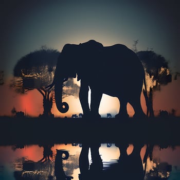 elephant silhouette aesthetic photo