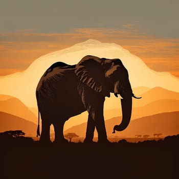 elephant silhouette aesthetic photo