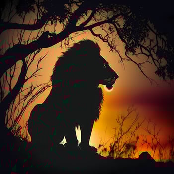 lion silhouette aesthetic photo
