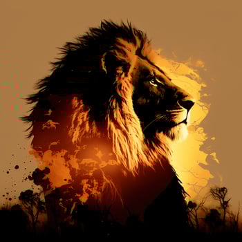 lion silhouette aesthetic photo