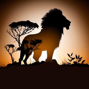 lion silhouette aesthetic photo