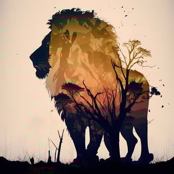 lion silhouette aesthetic photo