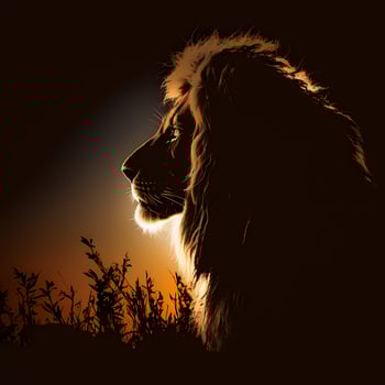 lion silhouette aesthetic photo