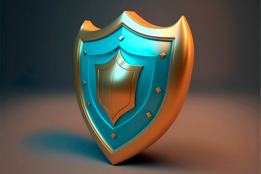 Shield protection save 3D. Elegant defensive armor. photo
