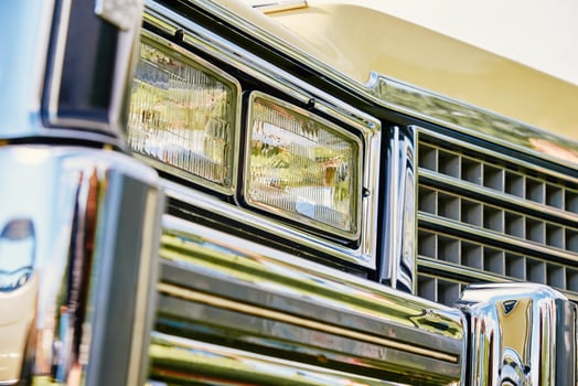 Closeup headlight of retro car photo