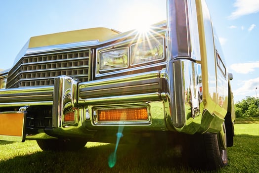 Closeup headlight of retro car photo