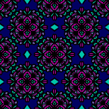 Retro geometric pattern in repeat. Fabric print. Damask style Seamless pattern background, mosaic ornament, vintage style. Design for prints on fabrics photo
