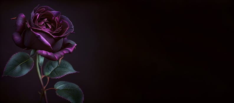 Dark purple rose flower in black background photo