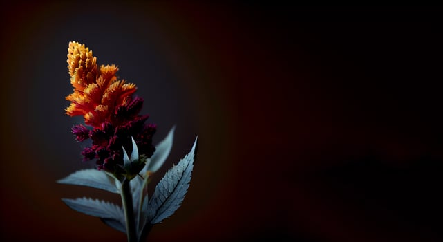 dark celosia flower in black background photo