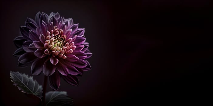 Dark lilac flower in black background photo