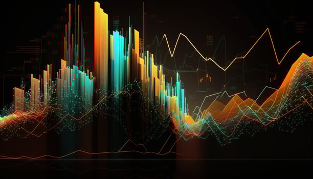 , stock market chart lines, financial graph on technology abstract background represent financial crisis, financial meltdown. Technology concept, trading market concept. photo