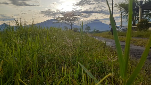 Sunrise between two mountains photo