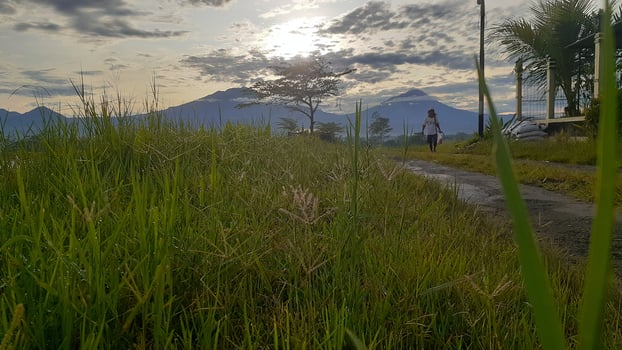 Sunrise between two mountains photo