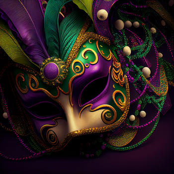 Violet Mardi Gras Carnaval Background with Mask. photo