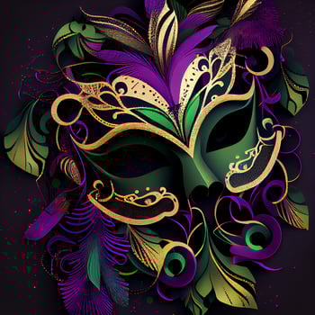 Violet Mardi Gras Carnaval Background with Mask. photo