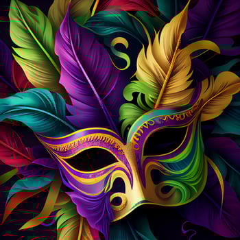 Violet Mardi Gras Carnaval Background with Mask. photo