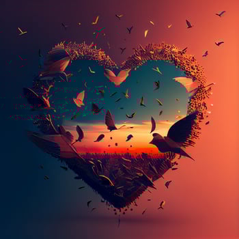 Fly Birds in Heart Shape. photo