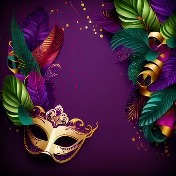 Violet Mardi Gras Carnaval Background with Mask. photo