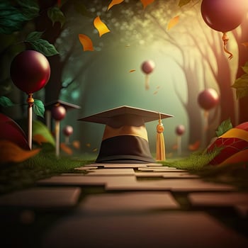 Multicolored graduation celebration background. Illustration photo