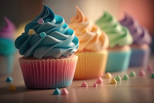 Rainbow colorful cupcakes. Illustration photo