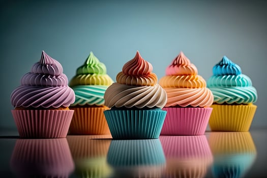 Rainbow colorful cupcakes. Illustration photo
