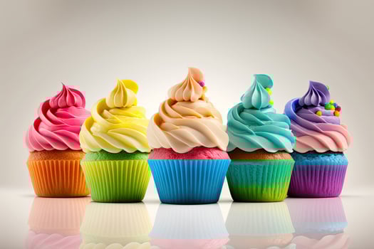 Rainbow colorful cupcakes. Illustration photo