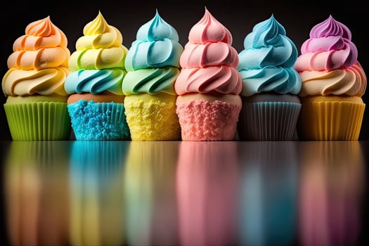Rainbow colorful cupcakes. Illustration photo