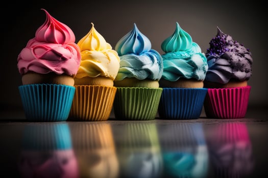 Rainbow colorful cupcakes. Illustration photo