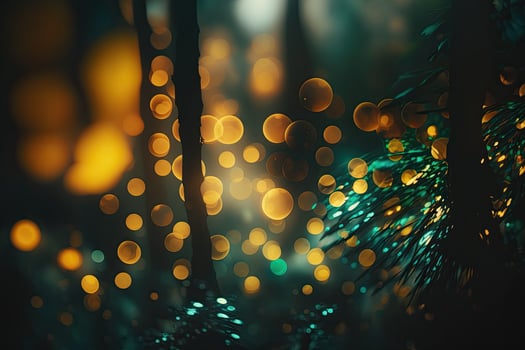 Abstract Blurred Background With Bokeh From Deep Forest. Illustration photo