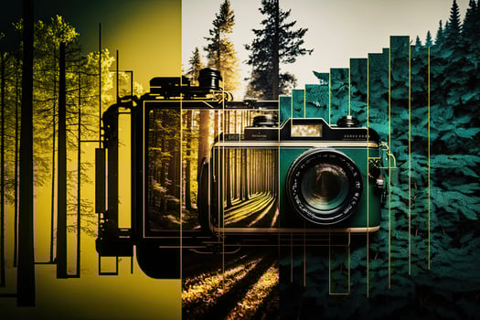 Abstract backdrop of itinerary and travel amid big wood. Illustration photo