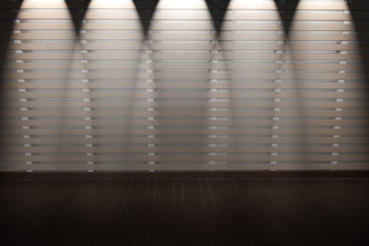Wooden floor and metal fence photo