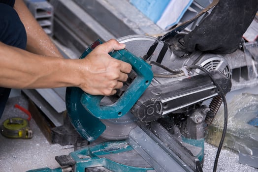 Metal cutting machine at work photo