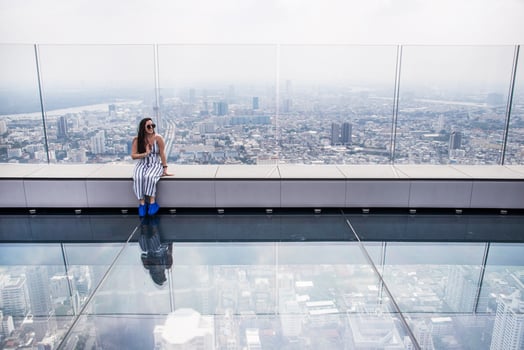 BANGKOK, THAILAND, DEC 07, 2018, King Power Mahanakhon building, roof top cityscape and Glass floor on 78th floor Bangkok, Thailand. photo