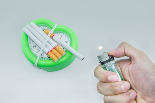 Cigarette Timing bomb and lighter photo