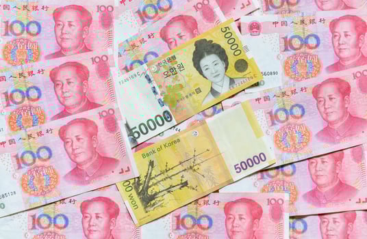 South Korean Won and Chinese RMB photo