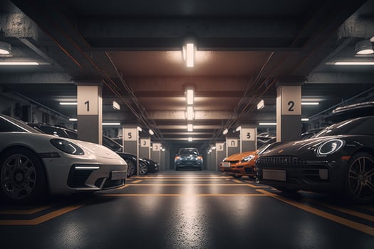Underground car parking area, photo