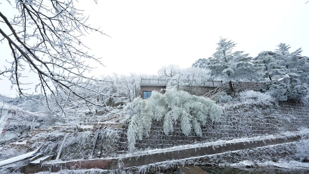 The beautiful frozen mountains view coverd by the white snow and ice in winter photo