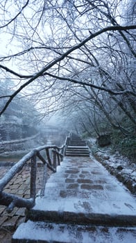 The beautiful frozen mountains view coverd by the white snow and ice in winter photo