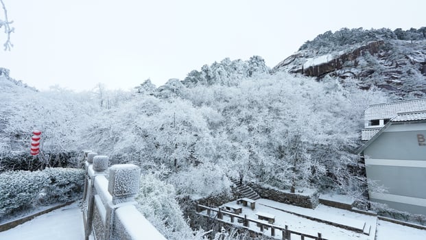 The beautiful frozen mountains view coverd by the white snow and ice in winter photo