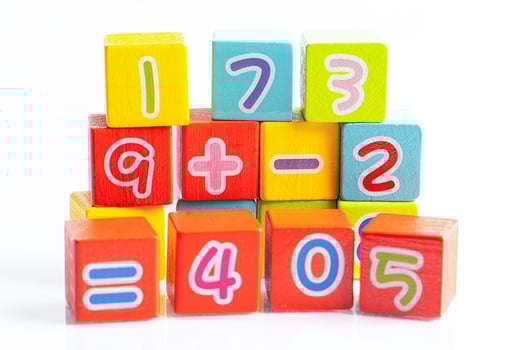 Math number colorful on white background, education study mathematics learning teach concept. photo