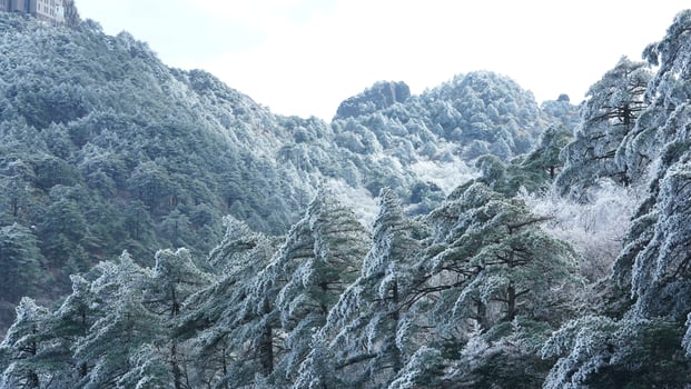 The beautiful frozen mountains view coverd by the white snow and ice in winter photo