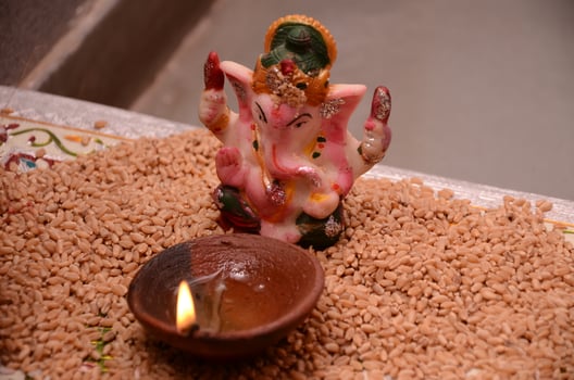 Indian Village wedding First day Ganesh Sthapana and Indian Gods Pooja photo