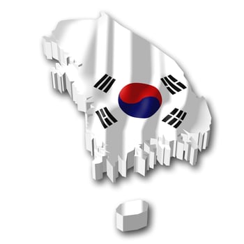South Korea - Country Flag and Border on White Background photo