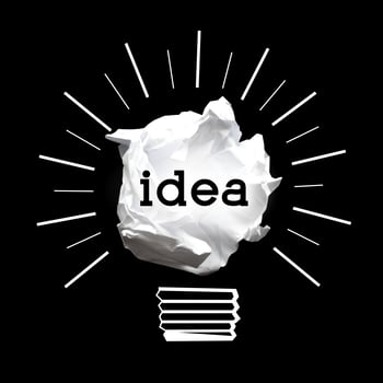 Paperball Light Bulb on Black Background - Idea, Creativity Concept photo