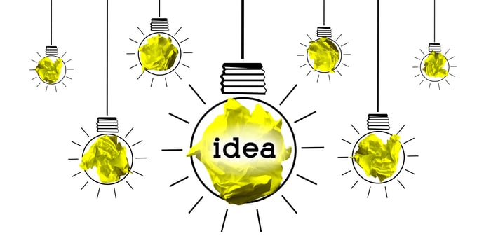 Light Bulbs Made with Crumpled Paper - Idea, Creativity Concept photo