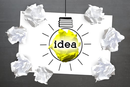 Light Bulbs Made with Crumpled Paper - Idea, Creativity Concept photo