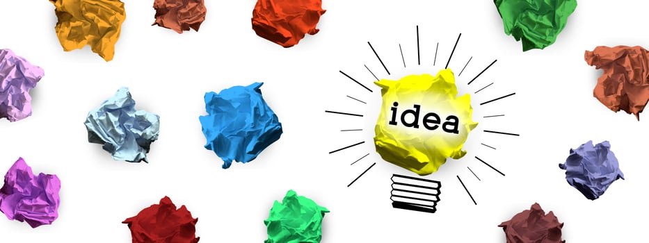 Light Bulbs Made with Crumpled Paper - Idea, Creativity Concept photo
