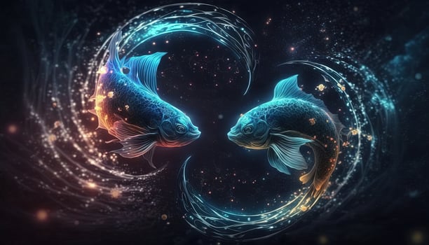 Capricorn Zodiac Sign magical neon energy glowing Generative Art photo
