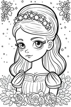 princess coloring page for adults simple cute Generative Art photo