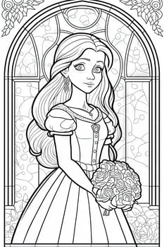 princess coloring page for adults simple cute Generative Art photo